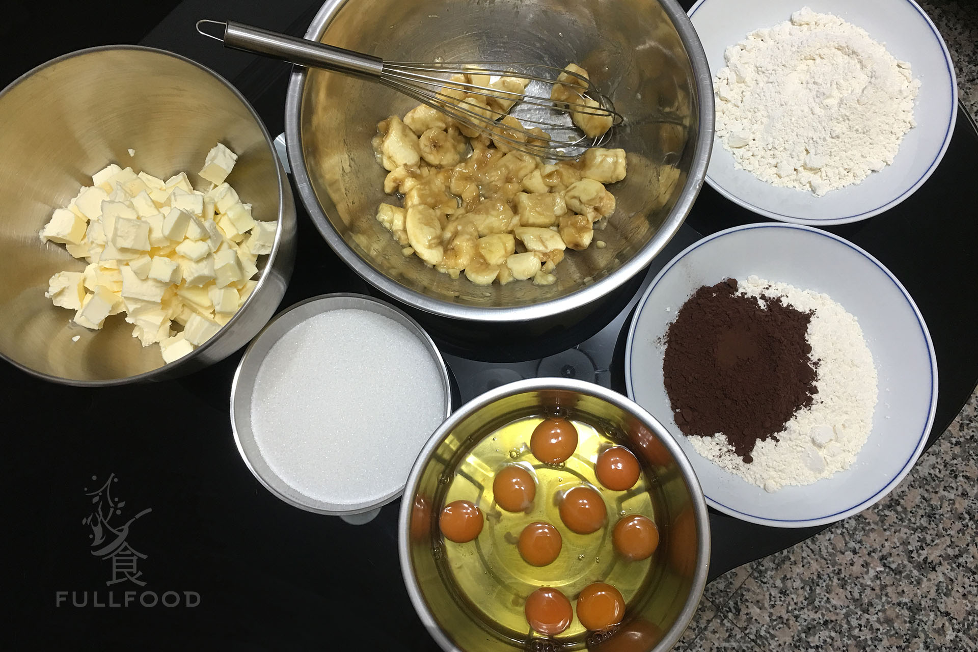 cocoa banana pound cake-ingredients