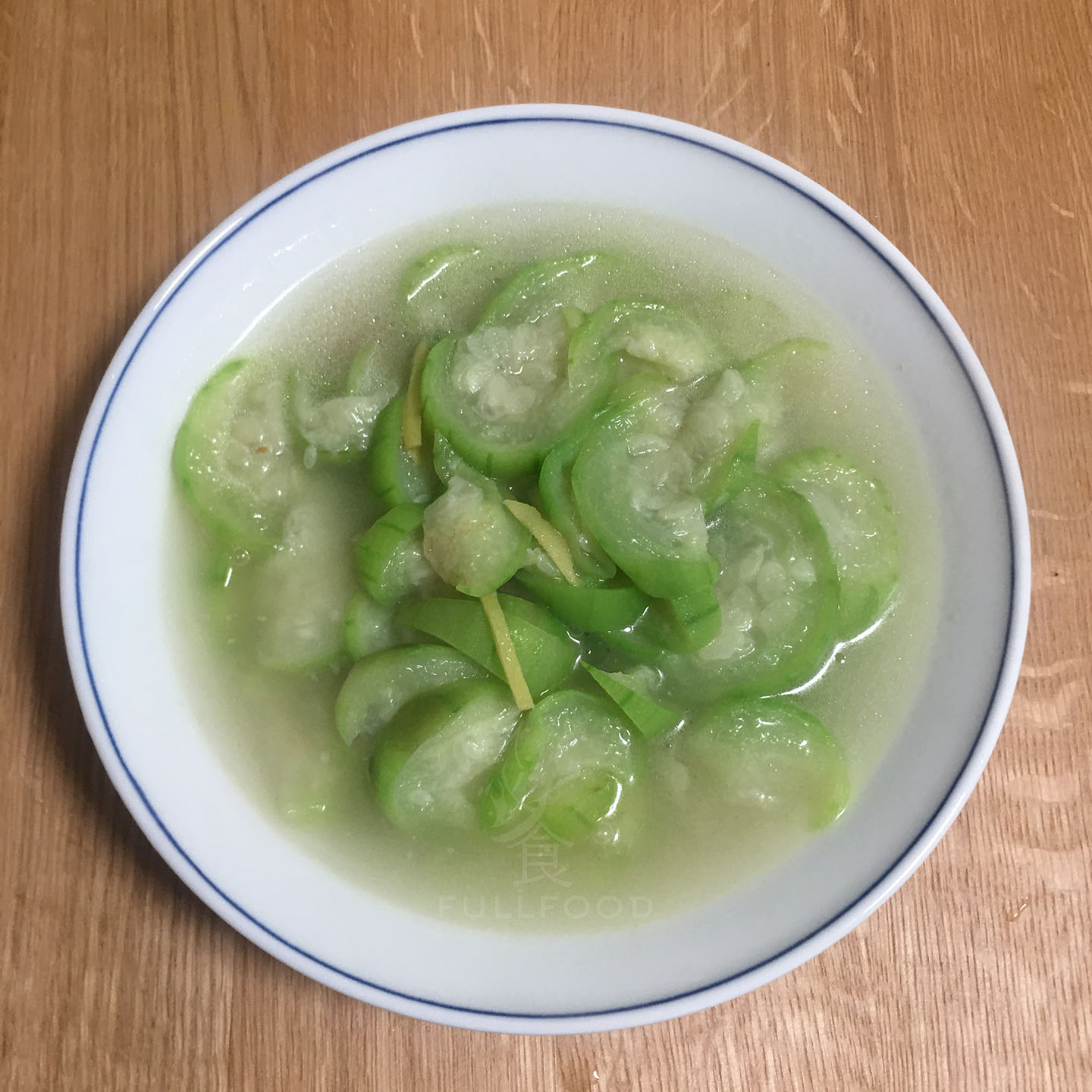 stirfried babyloofah with ginger